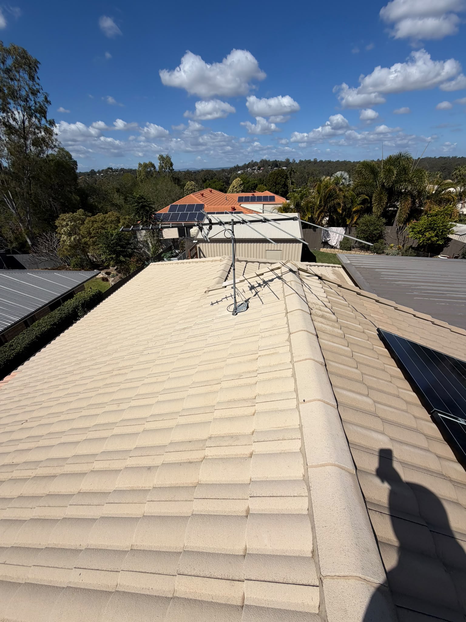 After roof cleaning - Tile roof refreshed with a safer, more controlled wash