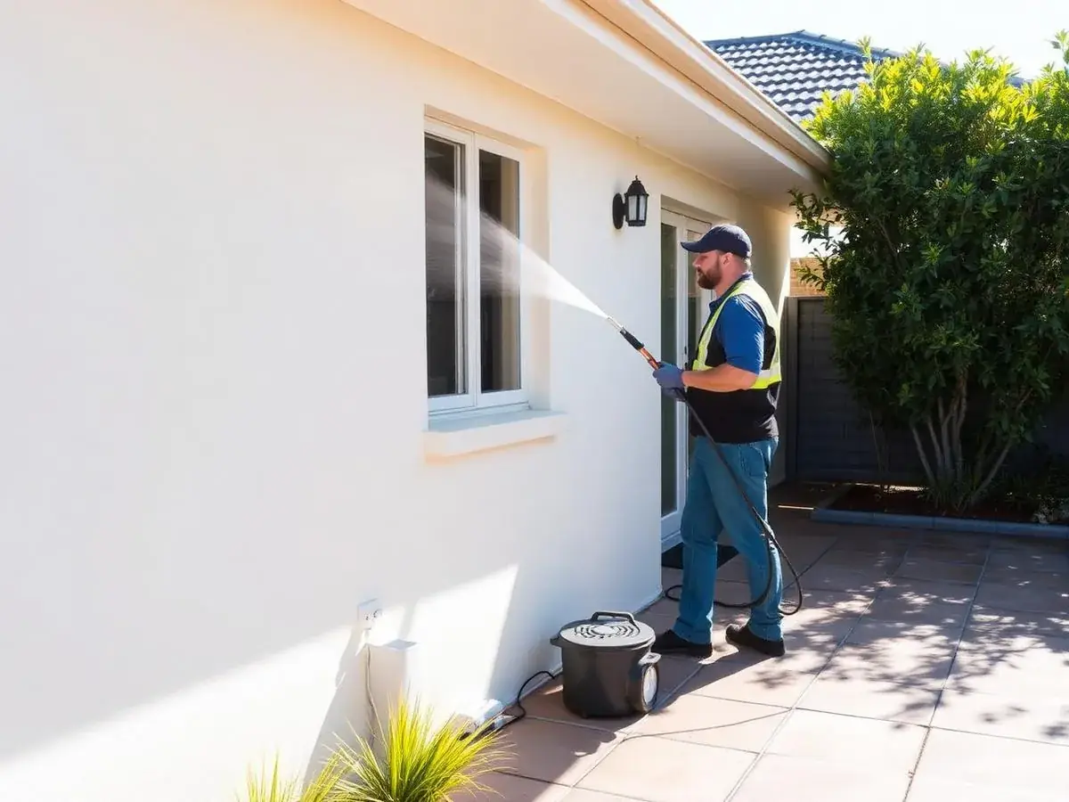 Exterior cleaning and pressure washing on a Brisbane home